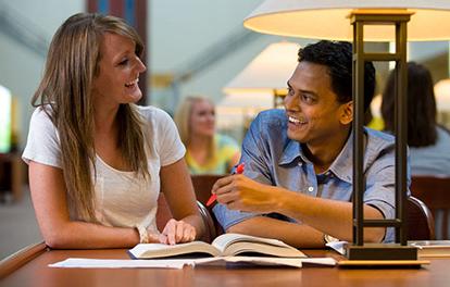 Students studying in the Miller Center